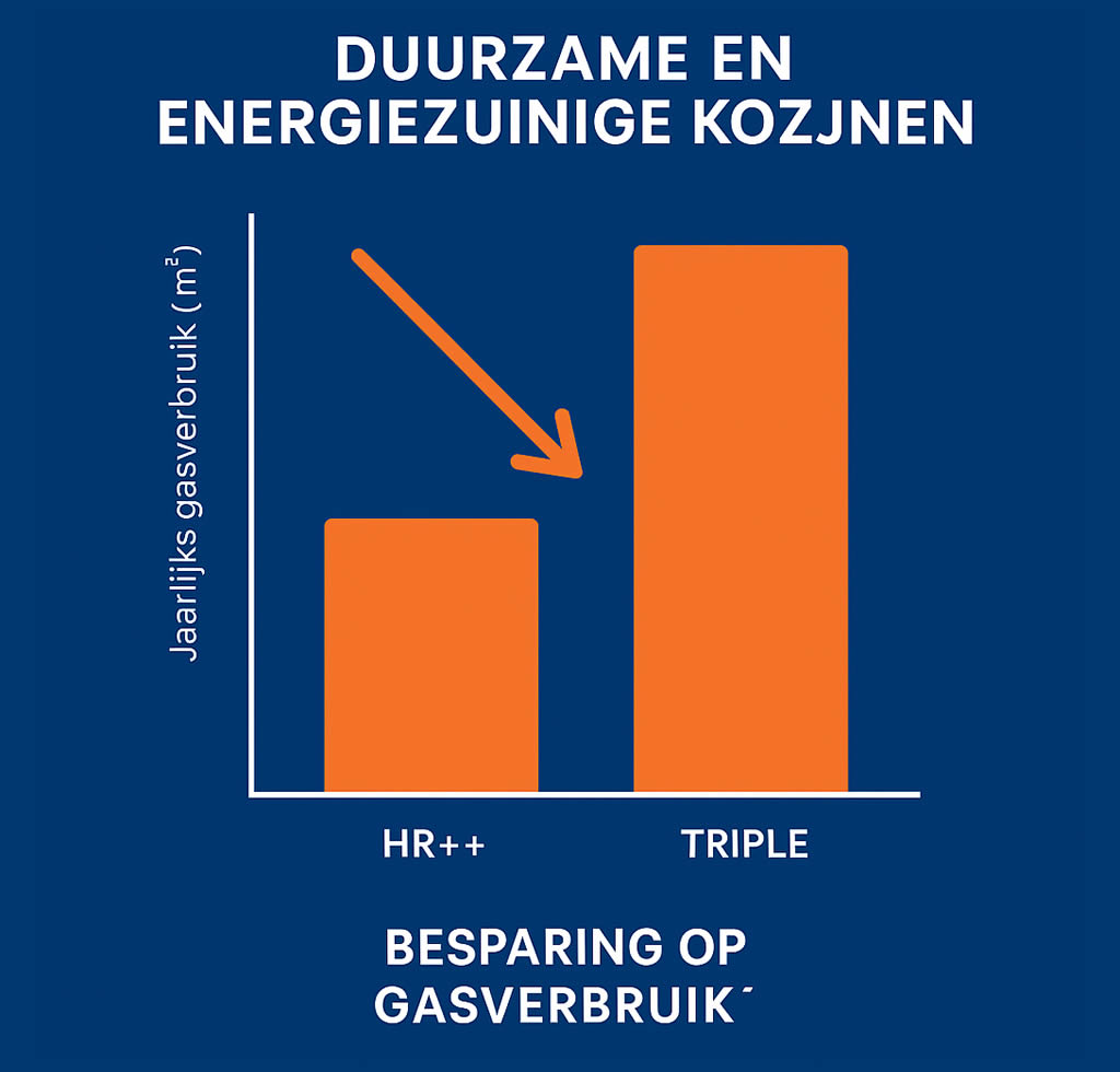 Grafiek besparing hr en triple glas