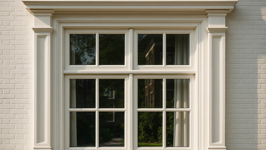 Witte houten t raam met roedes