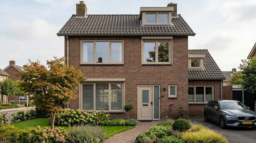 Afbeelding jaren 70 80 woning met kunststof kozijnen