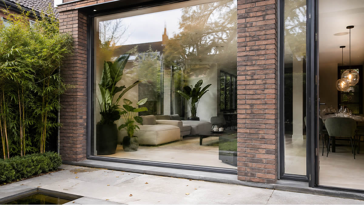 Afbeelding aanbouw glaspartij